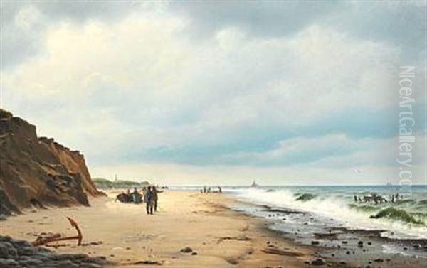 Strand Ved Vesterhavet I Naerheden Af Agger. Formiddag Oil Painting by Christian Frederic Eckardt