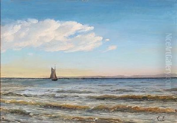 Coastal Scene Oil Painting by Christian Frederic Eckardt