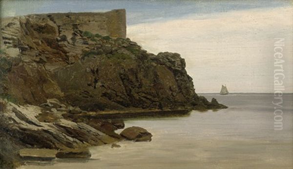 Felsenkuste Von Bornholm Oil Painting by Christian Frederic Eckardt