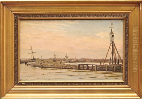 Scene Portuaire Oil Painting by Christian Frederic Eckardt