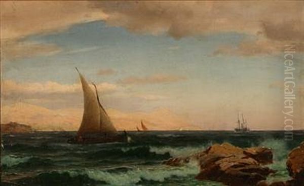 Coastal Scene With Sailing Ships Oil Painting by Christian Frederic Eckardt