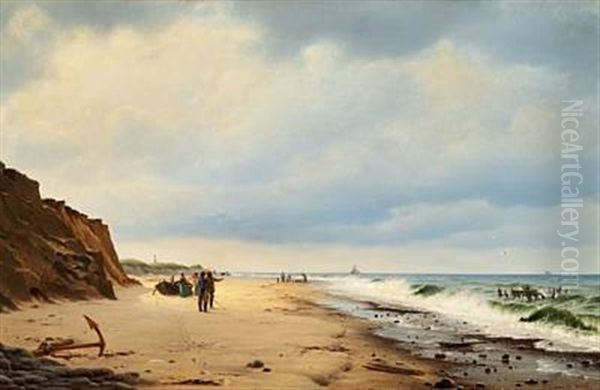 Strand Ved Vesterhavet I Naerheden Af Agger. Formiddag Oil Painting by Christian Frederic Eckardt