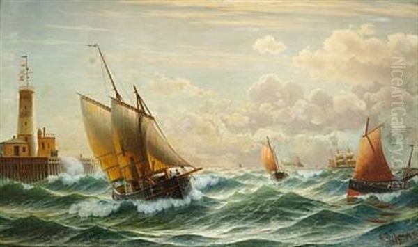 Formiddag Ved Indlobet Ved Genua Oil Painting by Christian Frederic Eckardt