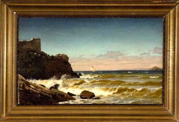 Ships Off The Rocky Coast Oil Painting by Christian Frederic Eckardt