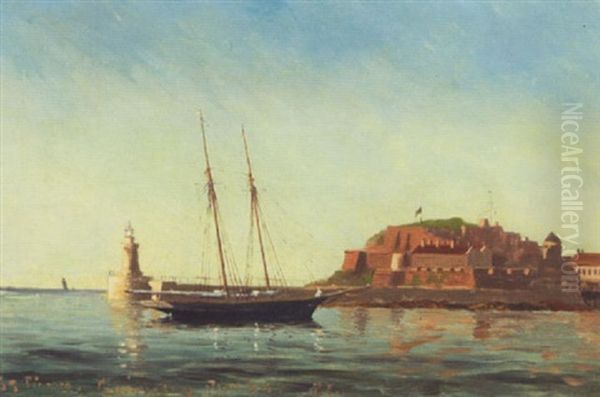 Indsejlingen Til St. Pieme Oil Painting by Christian Frederic Eckardt