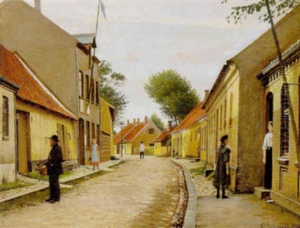 Parti Af Munkesogade I Kalundborg Oil Painting by Christian Frederic Eckardt