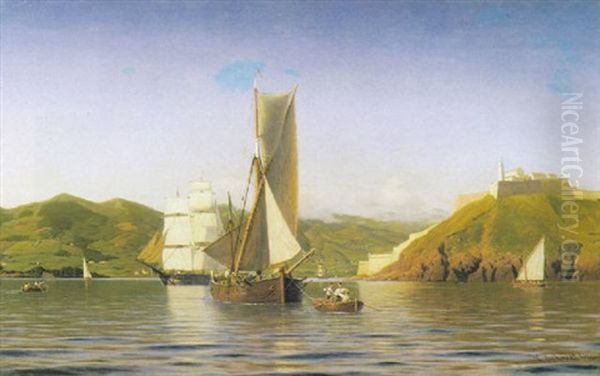 Rada Di Porto Ferraio Oil Painting by Christian Frederic Eckardt