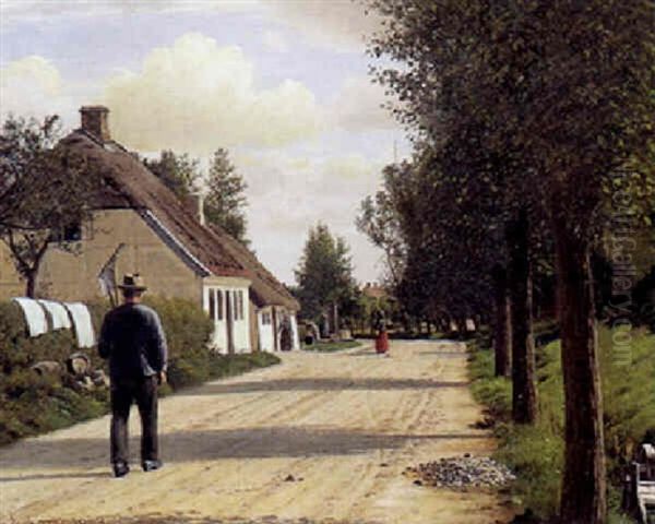 Fra En Landsbygade Oil Painting by Christian Frederic Eckardt