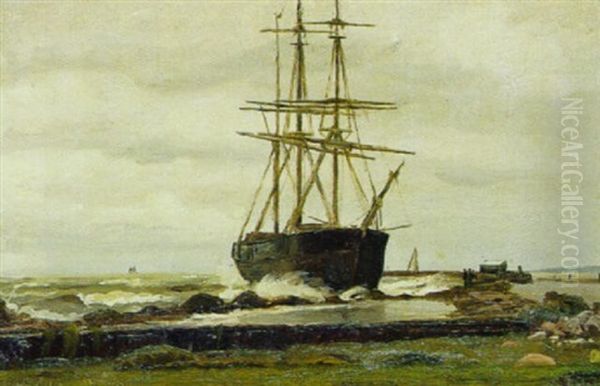 En Stranding Oil Painting by Christian Frederic Eckardt