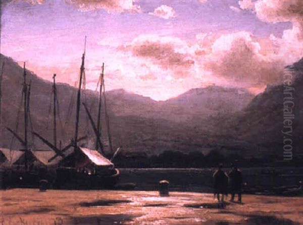 Cattaro At Sunset Oil Painting by Christian Frederic Eckardt