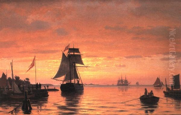 Fra Et Nordsjaellandsk Fiskerleje Oil Painting by Christian Frederic Eckardt