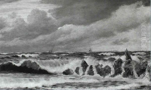 Crashing Waves Oil Painting by Christian Frederic Eckardt