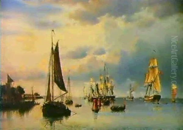 Marine Med Opankrede Skibe Oil Painting by Christian Frederic Eckardt