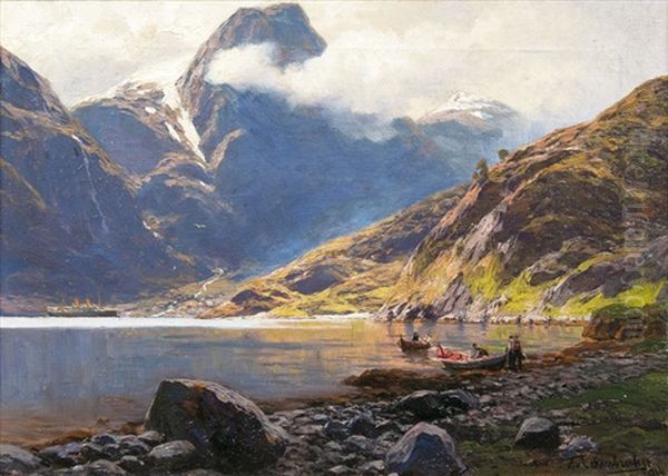 Im Naerofjord Oil Painting by Karl Paul Themistocles von Eckenbrecher