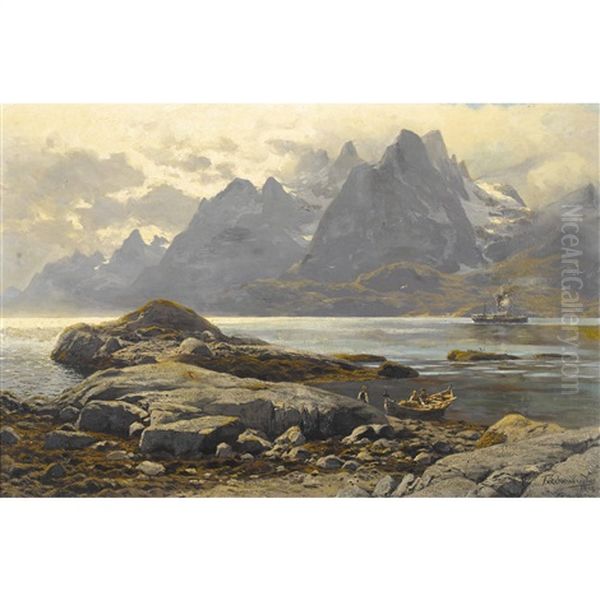 Am Raftsund Auf Den Lofoten Oil Painting by Karl Paul Themistocles von Eckenbrecher