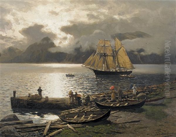 Am Hardangerfjord Bei Utne Oil Painting by Karl Paul Themistocles von Eckenbrecher