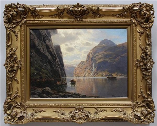 Am Geirangerfjord - Im Hintergrund Die Sieben Schwestern Oil Painting by Karl Paul Themistocles von Eckenbrecher