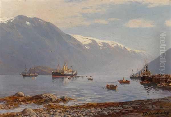 Am Sorfjord Bei Odde Oil Painting by Karl Paul Themistocles von Eckenbrecher