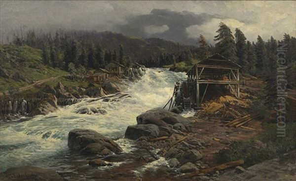 Sagemuhle In Norwegen Oil Painting by Karl Paul Themistocles von Eckenbrecher