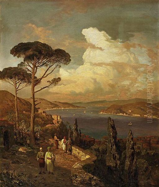 Blick Auf Den Bosporus Oil Painting by Karl Paul Themistocles von Eckenbrecher