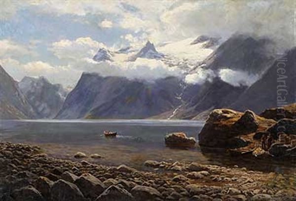 Gletscher Uber Einem Fjord Oil Painting by Karl Paul Themistocles von Eckenbrecher