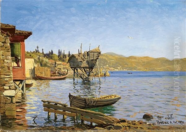 Blick In Die Bucht Von Brebek Am Bosporus Oil Painting by Karl Paul Themistocles von Eckenbrecher