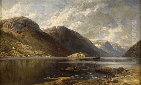 Blick Auf Den Sorr Fjord Von Odde Oil Painting by Karl Paul Themistocles von Eckenbrecher