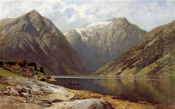 Esefjord Bei Balholm Am Sognfjord Oil Painting by Karl Paul Themistocles von Eckenbrecher