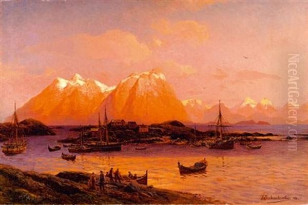 Vue Des Lofoten Oil Painting by Karl Paul Themistocles von Eckenbrecher