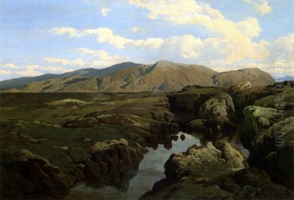 Paysage De Montagne Oil Painting by Karl Paul Themistocles von Eckenbrecher