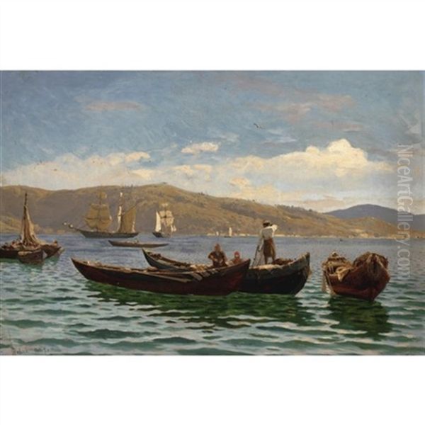 The Bosphorus Near Bebek Oil Painting by Karl Paul Themistocles von Eckenbrecher