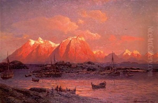 Vue Des Lofoten Oil Painting by Karl Paul Themistocles von Eckenbrecher