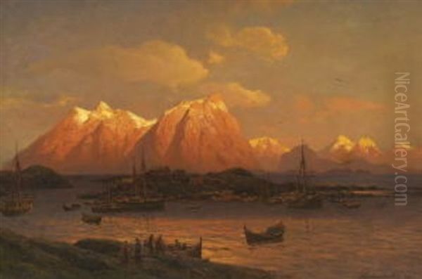 Abend Bei Svolvaer Auf Den Lofoten Oil Painting by Karl Paul Themistocles von Eckenbrecher