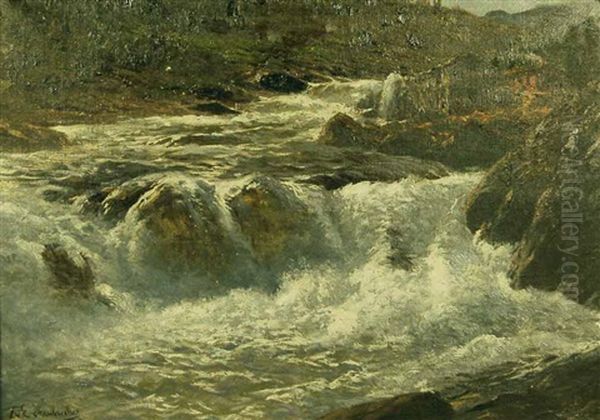 Muhle An Einem Gebirgswasserfall Oil Painting by Karl Paul Themistocles von Eckenbrecher