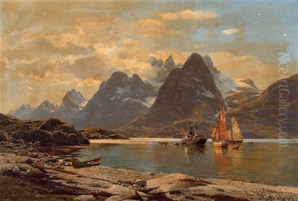 Am Raftsund Auf Den Lofoten Oil Painting by Karl Paul Themistocles von Eckenbrecher