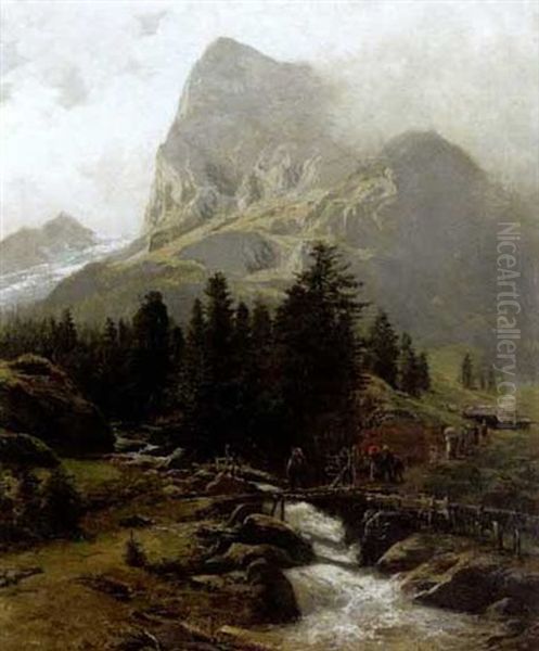 Willkommen Am Rosenlauigletscher Oil Painting by Karl Paul Themistocles von Eckenbrecher