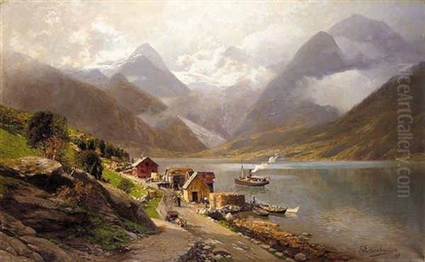 On The Fjord Oil Painting by Karl Paul Themistocles von Eckenbrecher