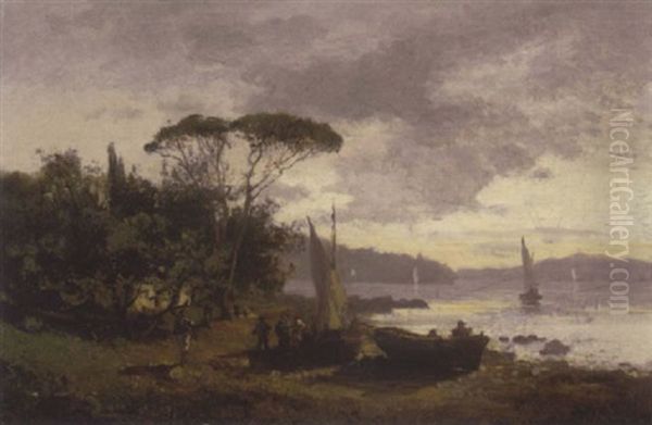 Mittelmeerlandschaft Mit Szenerie Oil Painting by Karl Paul Themistocles von Eckenbrecher