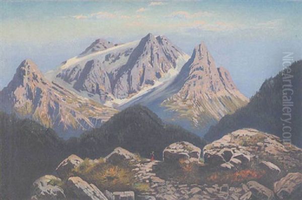 Hochgebirgslandschaft Oil Painting by Karl Paul Themistocles von Eckenbrecher