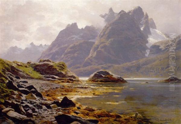 Am Raftsund Vor Den Lofoten Oil Painting by Karl Paul Themistocles von Eckenbrecher