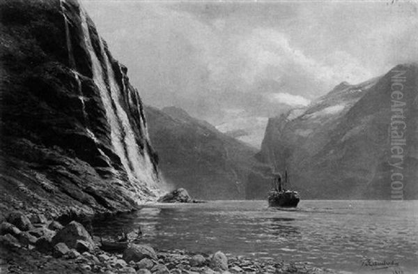 Fjordlandschaft In Norwegen by Karl Paul Themistocles von Eckenbrecher