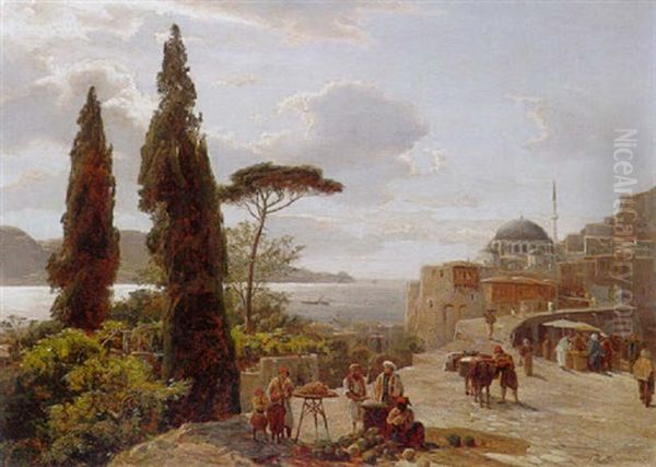 Mittag Am Bosporus Oil Painting by Karl Paul Themistocles von Eckenbrecher