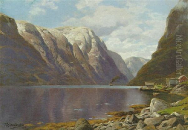 Vy Over Naerofjorden, Norge Oil Painting by Karl Paul Themistocles von Eckenbrecher