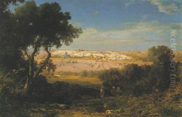 A View Of Jerusalem Oil Painting by Karl Paul Themistocles von Eckenbrecher