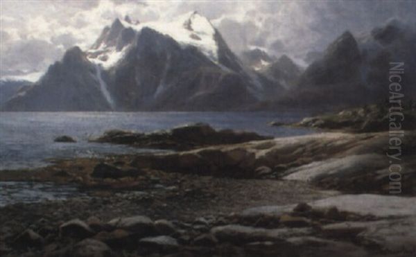 Fjordlandschaft Oil Painting by Karl Paul Themistocles von Eckenbrecher