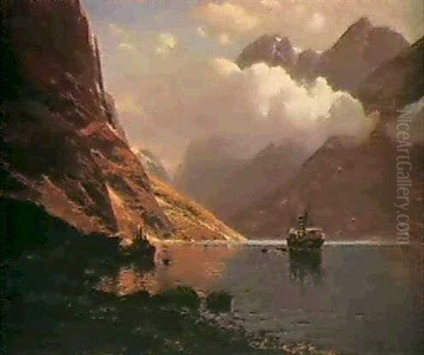 Am Naerofjord Bei Gudvangen Oil Painting by Karl Paul Themistocles von Eckenbrecher