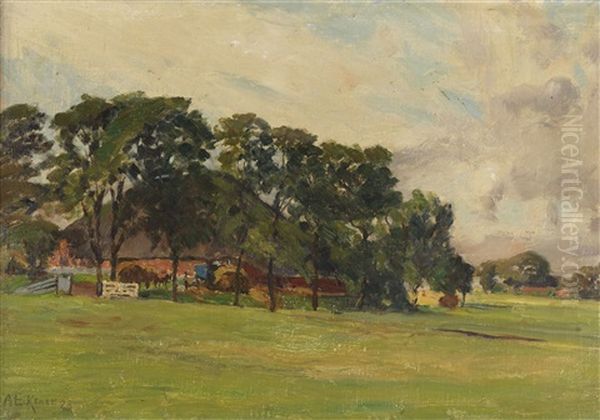 Haubarg In Eiderstedt Oil Painting by Alexander Eckener