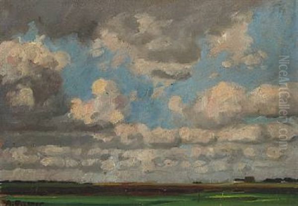 Landscape With A Cloudy Sky Oil Painting by Alexander Eckener