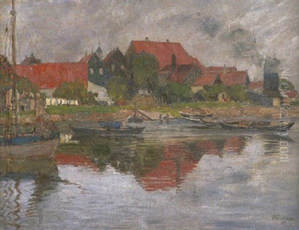 Fischerdorf An Der Schley (arnis?) Oil Painting by Alexander Eckener