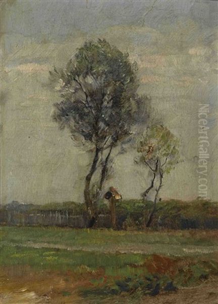 Bildstock Neben Baum Oil Painting by Friedrich Eckenfelder